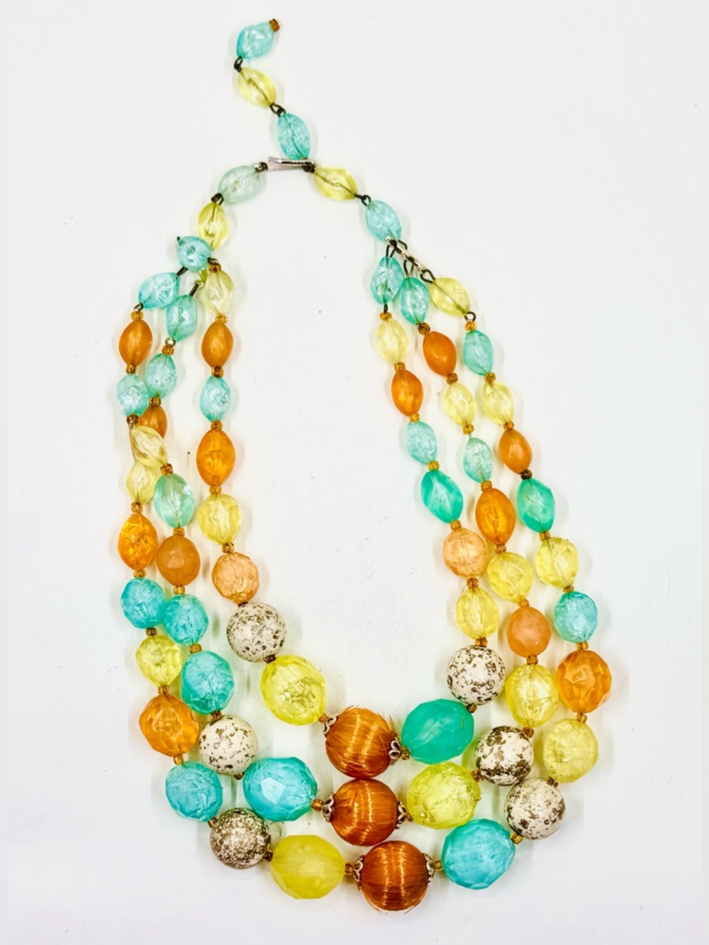Vintage Stamped Western Germany Multi Strand Beaded Necklace 15-18”